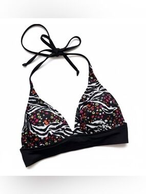 La Vie En Rose | Floral and Zebra Pattern Tie Bikini Top